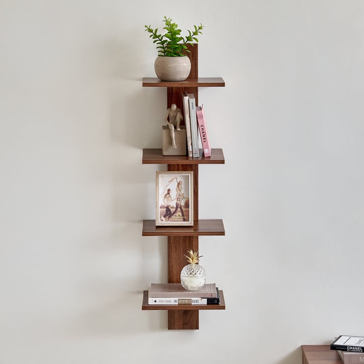 Virgo Agnes 4-Tier Corner Shelf - Brown