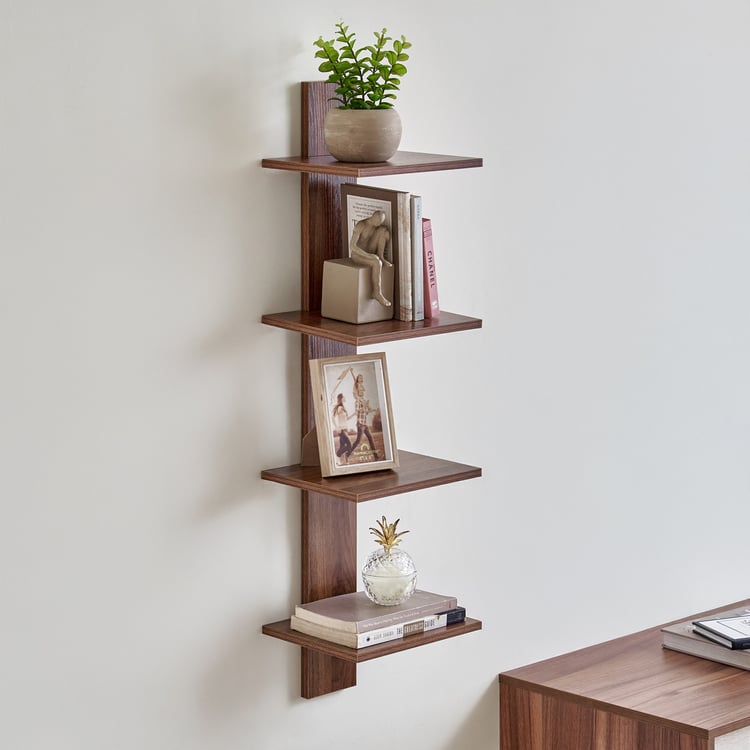 Virgo Agnes 4-Tier Corner Shelf - Brown