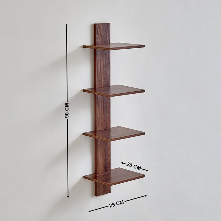Virgo Agnes 4-Tier Corner Shelf - Brown