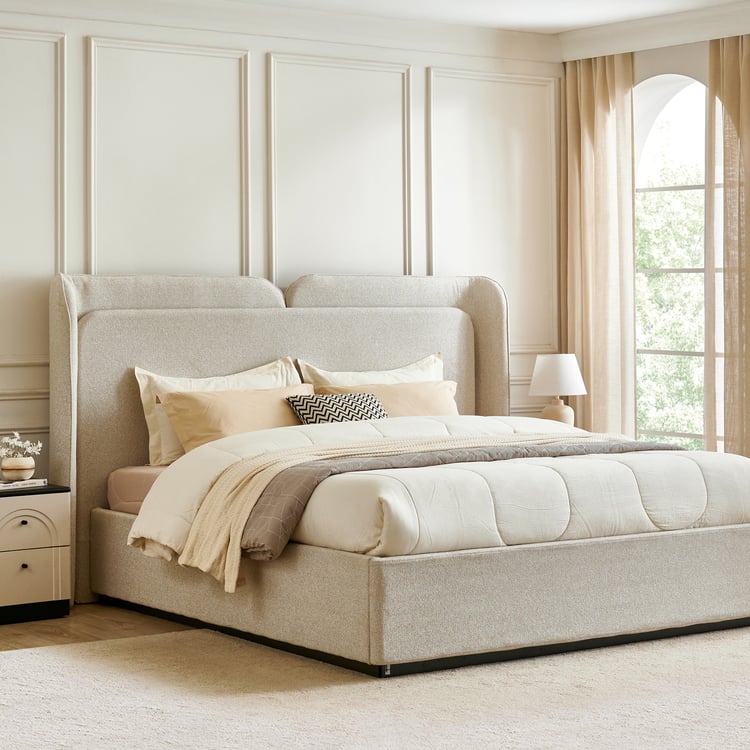 Saga King Bed - Beige