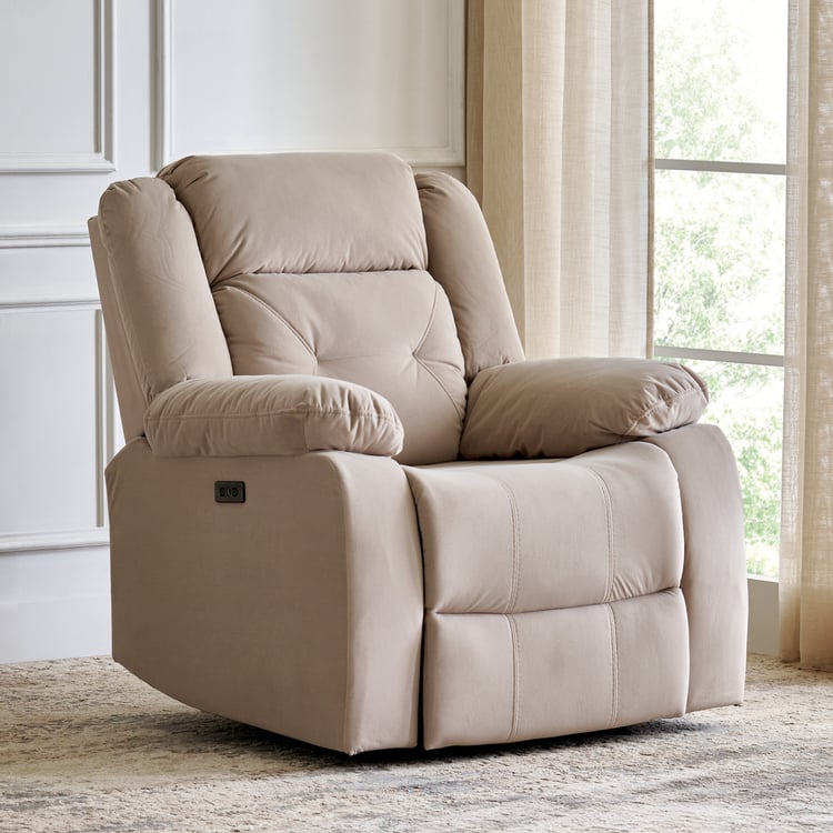 Helios Acropolis Fabric 1-Seater Electric Recliner - Greige