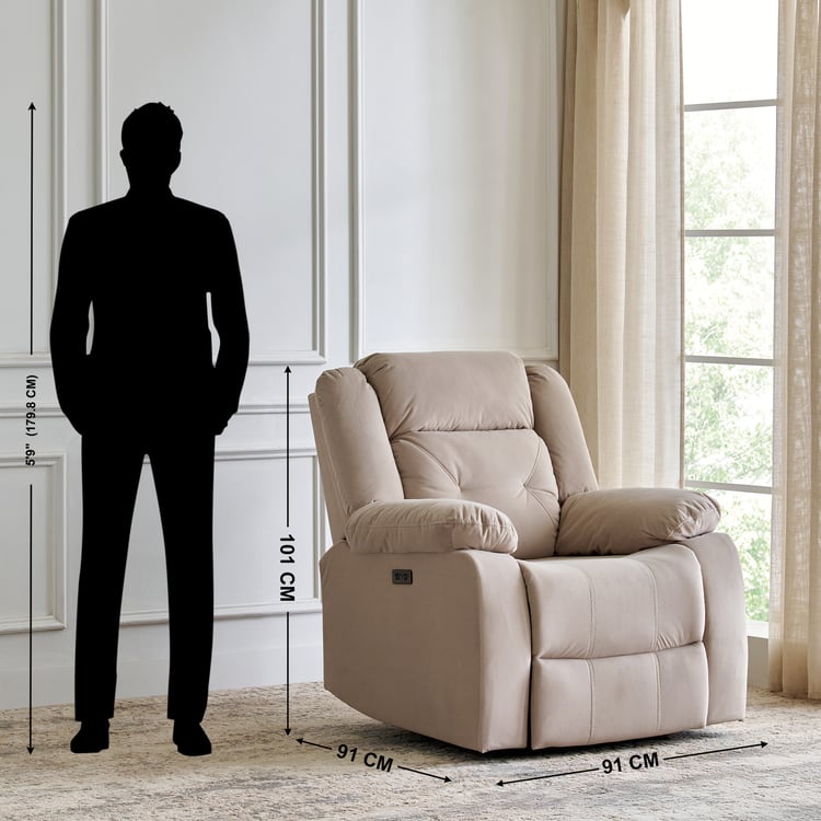 Helios Acropolis Fabric 1-Seater Electric Recliner - Greige