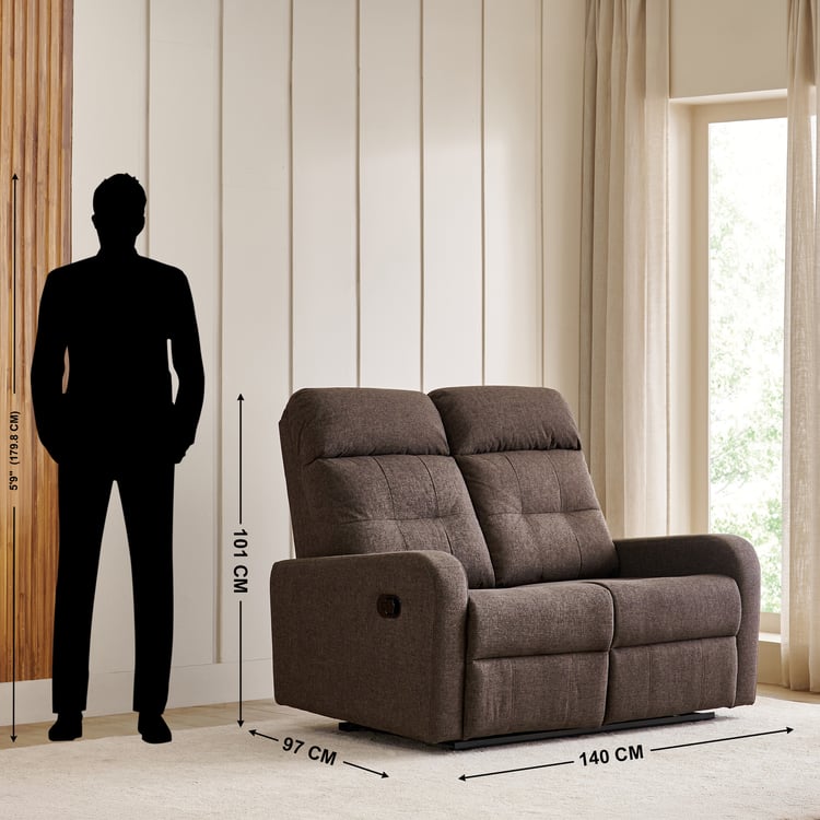 Helios Toledo Fabric 2-Seater Recliner - Brown