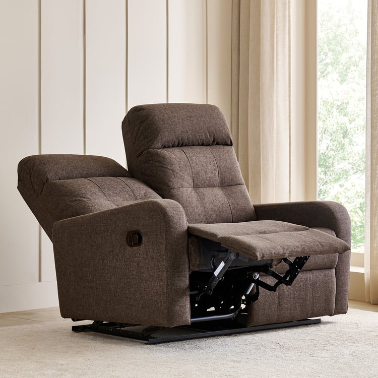 Helios Toledo Fabric 2-Seater Recliner - Brown