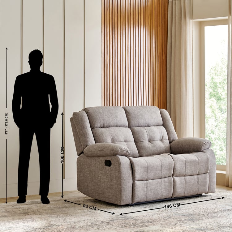 Helios Zurich Fabric 2-Seater Recliner - Brown