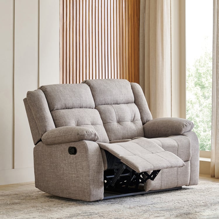 Helios Zurich Fabric 2-Seater Recliner - Brown