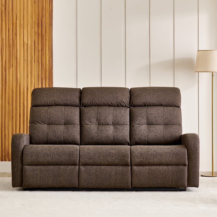 Helios Toledo Fabric 3-Seater Recliner - Brown