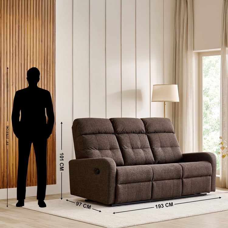 Helios Toledo Fabric 3-Seater Recliner - Brown
