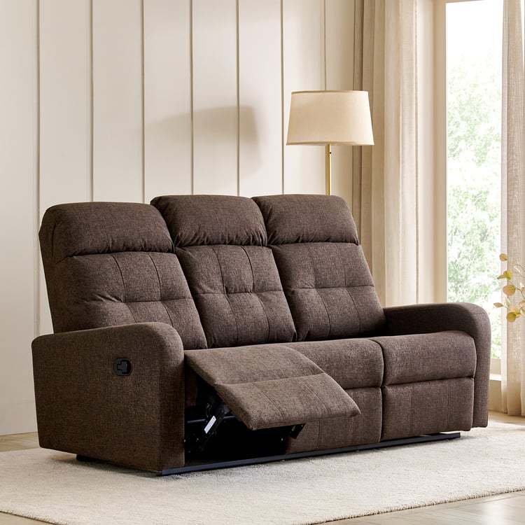Helios Toledo Fabric 3-Seater Recliner - Brown
