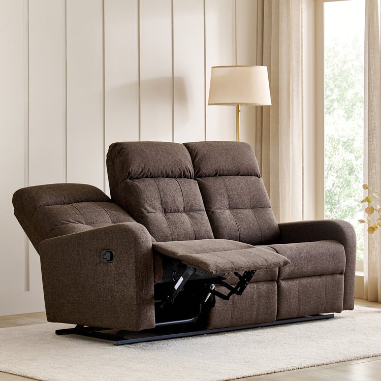 Helios Toledo Fabric 3-Seater Recliner - Brown