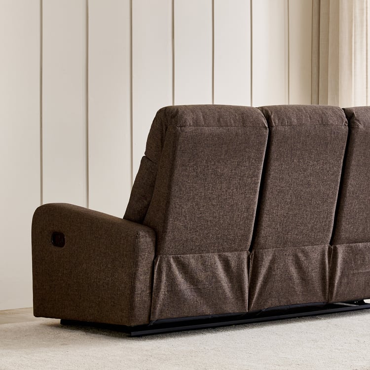 Helios Toledo Fabric 3-Seater Recliner - Brown