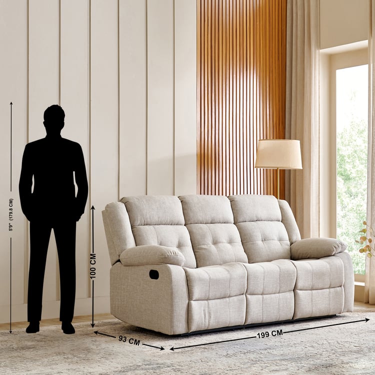Helios Zurich Fabric 3-Seater Recliner - Beige