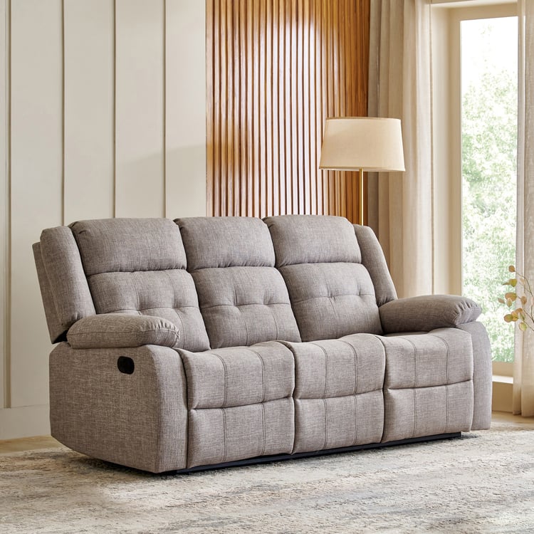 Helios Zurich Fabric 3-Seater Recliner - Brown