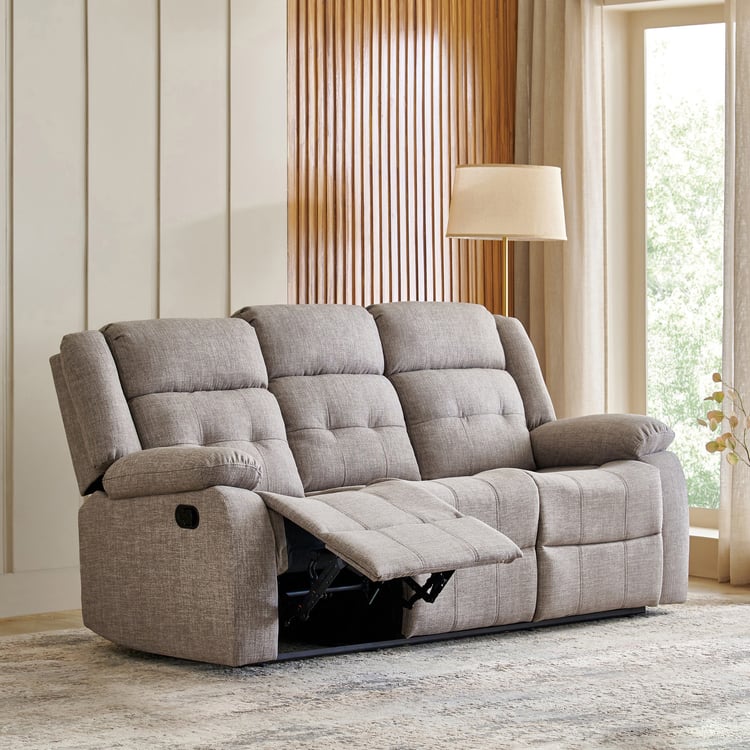 Helios Zurich Fabric 3-Seater Recliner - Brown