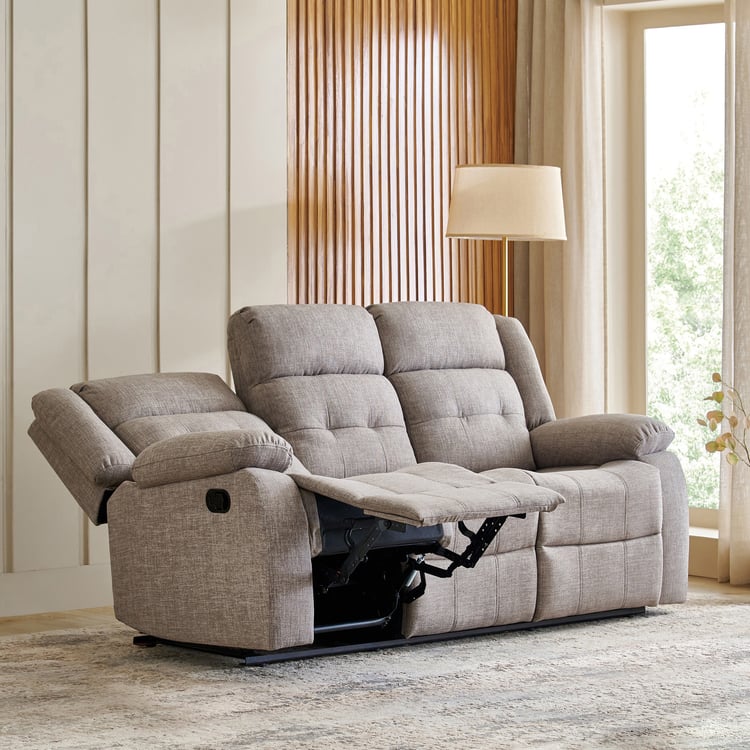 Helios Zurich Fabric 3-Seater Recliner - Brown