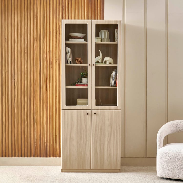 Wells Modular 4-Door Book Cabinet - Brown
