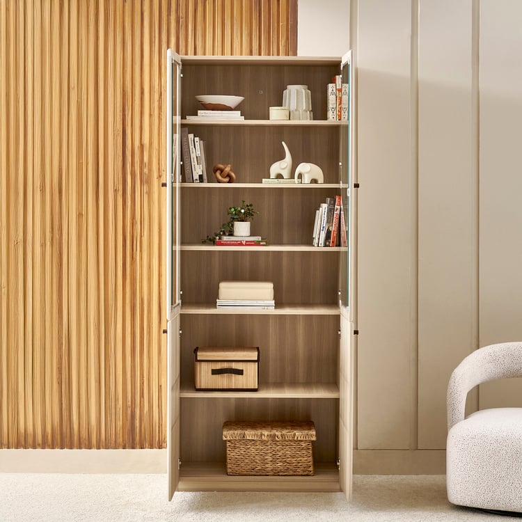 Wells Modular 4-Door Book Cabinet - Brown
