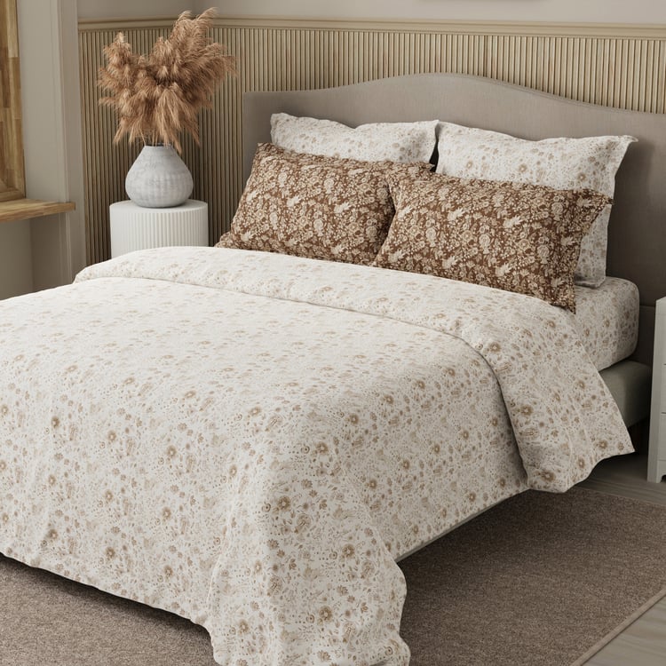 BOUTIQUE LIVING Royal Essence Cotton 400TC Floral Print 5Pcs Super King Bedsheet Set