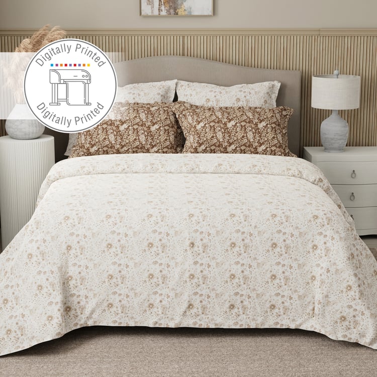 BOUTIQUE LIVING Royal Essence Cotton 400TC Floral Print 5Pcs Super King Bedsheet Set