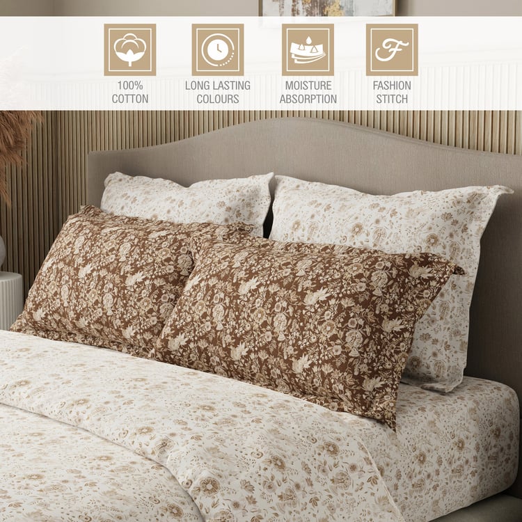 BOUTIQUE LIVING Royal Essence Cotton 400TC Floral Print 5Pcs Super King Bedsheet Set