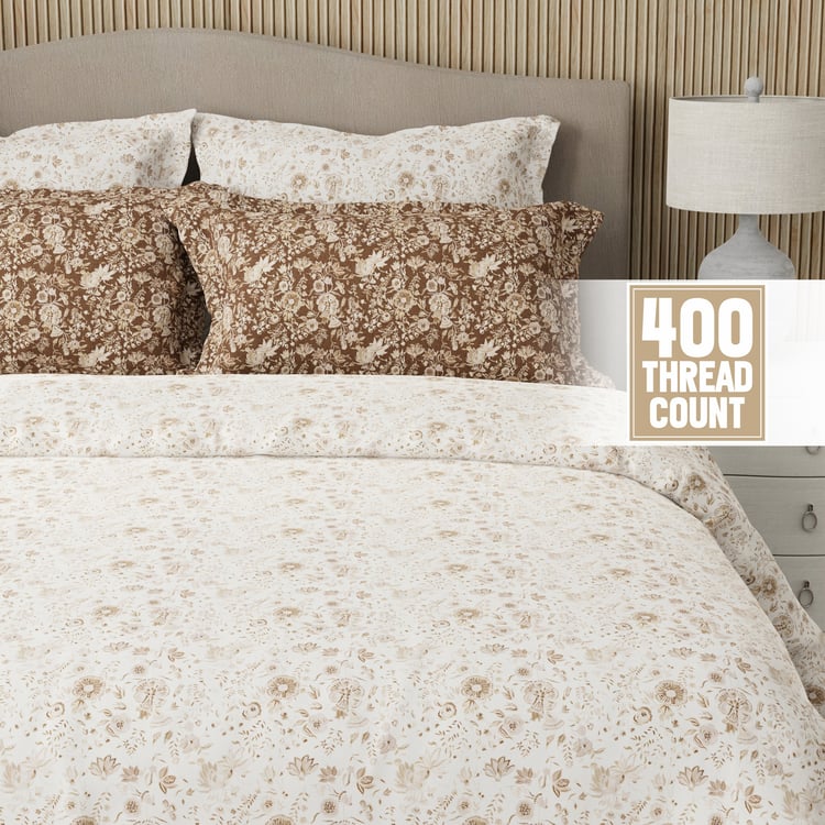 BOUTIQUE LIVING Royal Essence Cotton 400TC Floral Print 5Pcs Super King Bedsheet Set