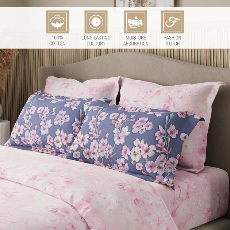 BOUTIQUE LIVING Royal Essence Cotton 400TC Floral Print 5Pcs Super King Bedsheet Set