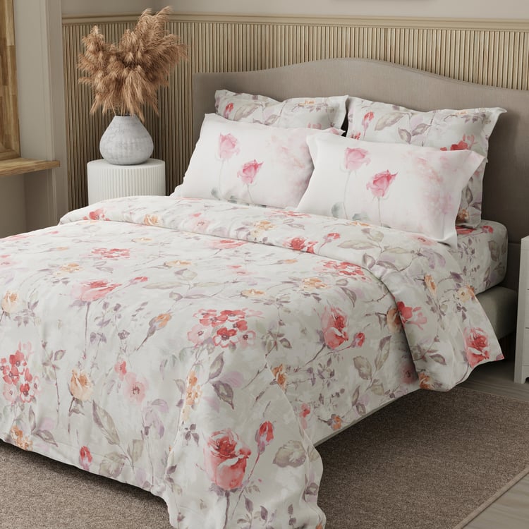 BOUTIQUE LIVING Royal Essence Cotton 400TC Floral Print 5Pcs Super King Bedsheet Set