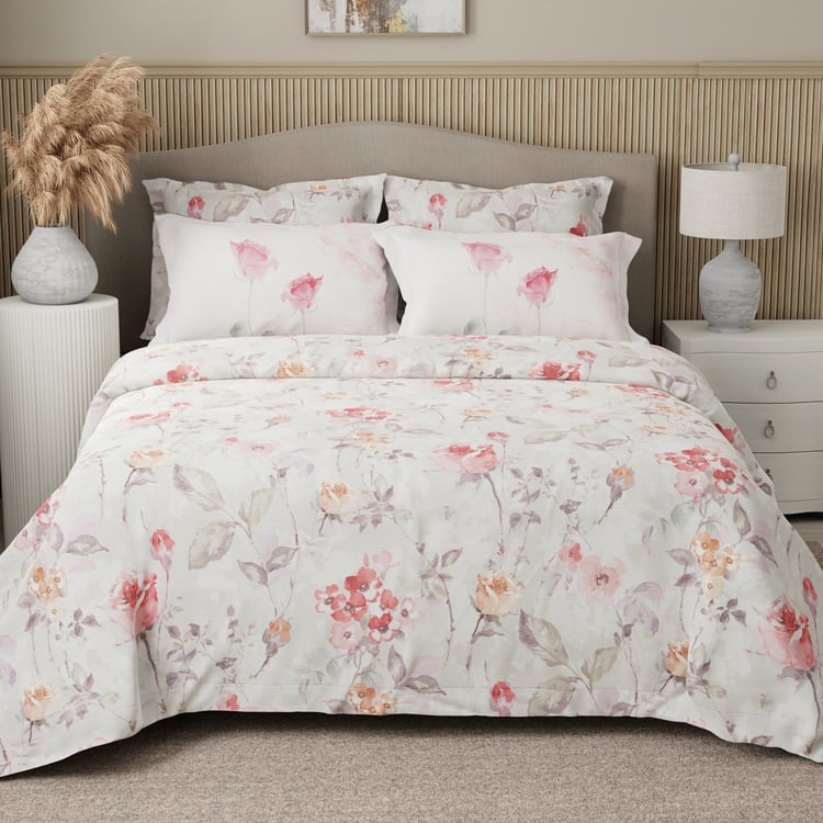 BOUTIQUE LIVING Royal Essence Cotton 400TC Floral Print 5Pcs Super King Bedsheet Set