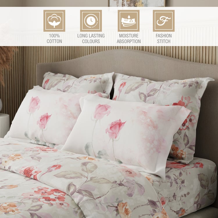 BOUTIQUE LIVING Royal Essence Cotton 400TC Floral Print 5Pcs Super King Bedsheet Set