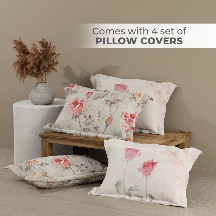 BOUTIQUE LIVING Royal Essence Cotton 400TC Floral Print 5Pcs Super King Bedsheet Set