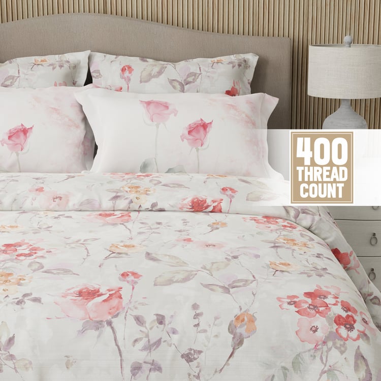 BOUTIQUE LIVING Royal Essence Cotton 400TC Floral Print 5Pcs Super King Bedsheet Set