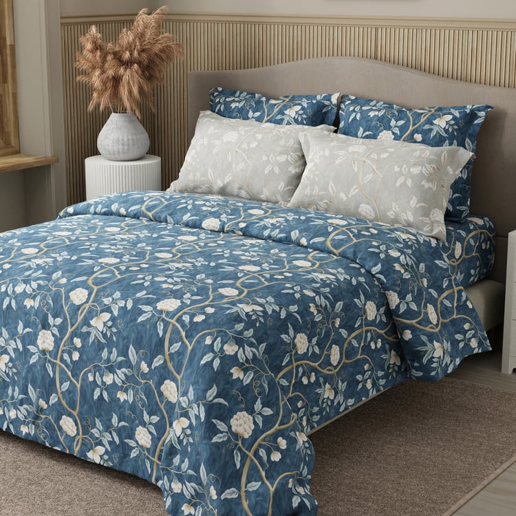 BOUTIQUE LIVING Royal Essence Cotton 400TC Floral Print 5Pcs Super King Bedsheet Set