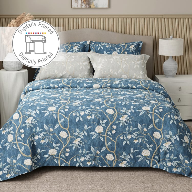 BOUTIQUE LIVING Royal Essence Cotton 400TC Floral Print 5Pcs Super King Bedsheet Set
