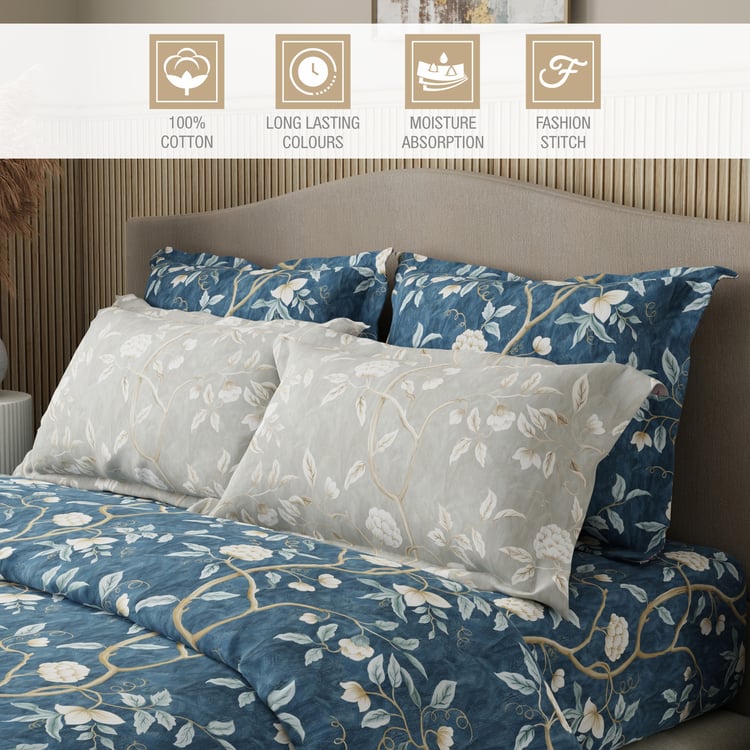 BOUTIQUE LIVING Royal Essence Cotton 400TC Floral Print 5Pcs Super King Bedsheet Set