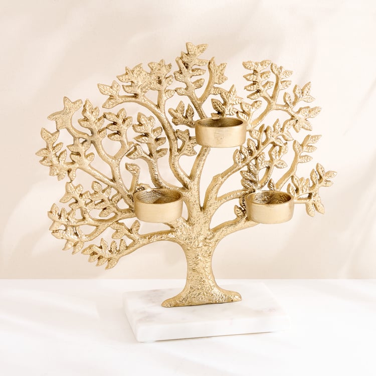 Oro Aluminium Tree of Life Multi T-Light Holder