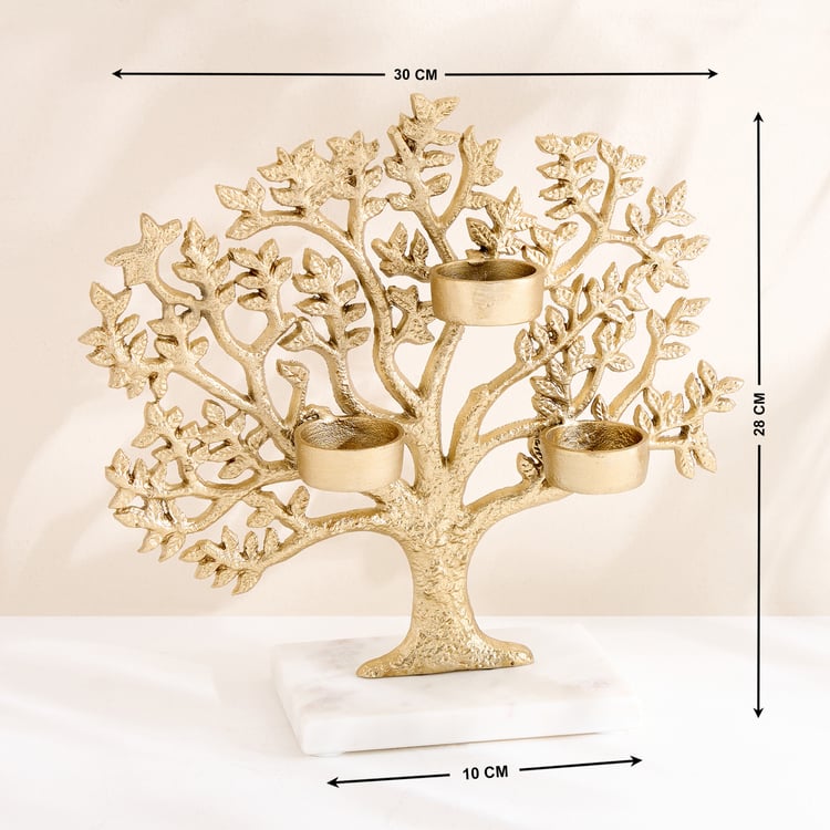 Oro Aluminium Tree of Life Multi T-Light Holder