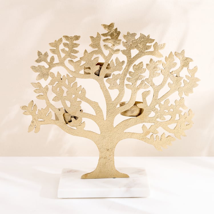 Oro Aluminium Tree of Life Multi T-Light Holder