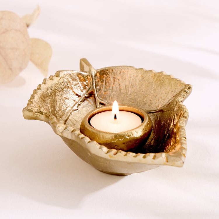 Oro Aluminium Leaf T-Light Holder