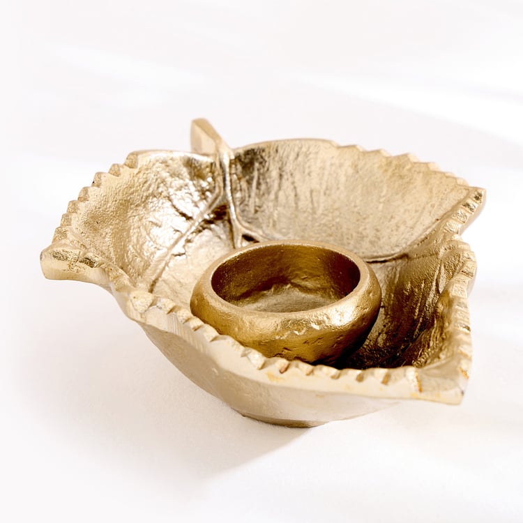 Oro Aluminium Leaf T-Light Holder