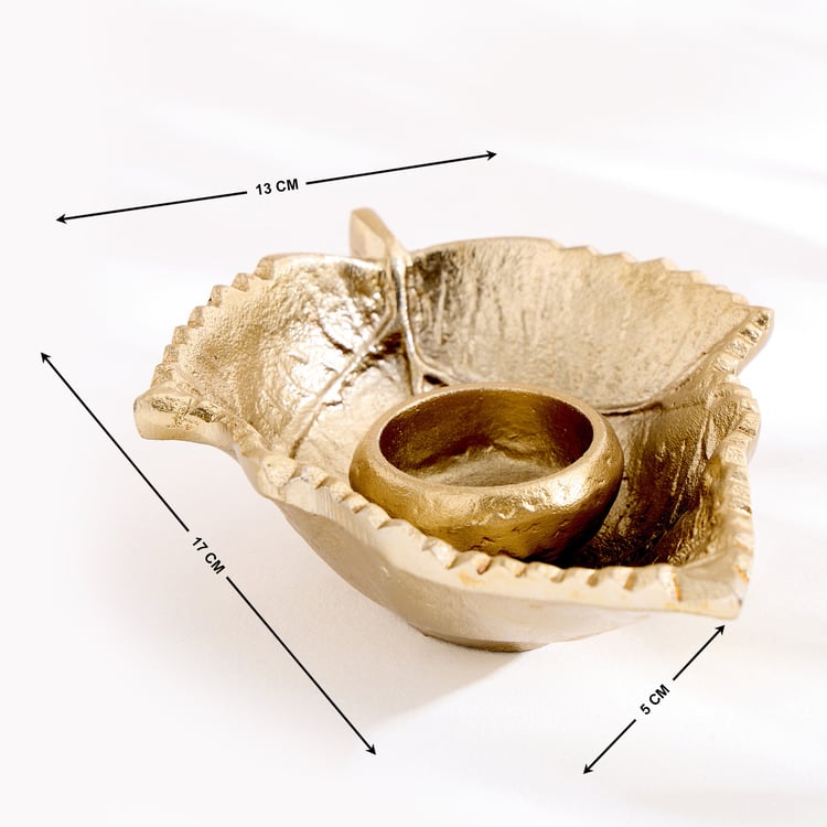 Oro Aluminium Leaf T-Light Holder