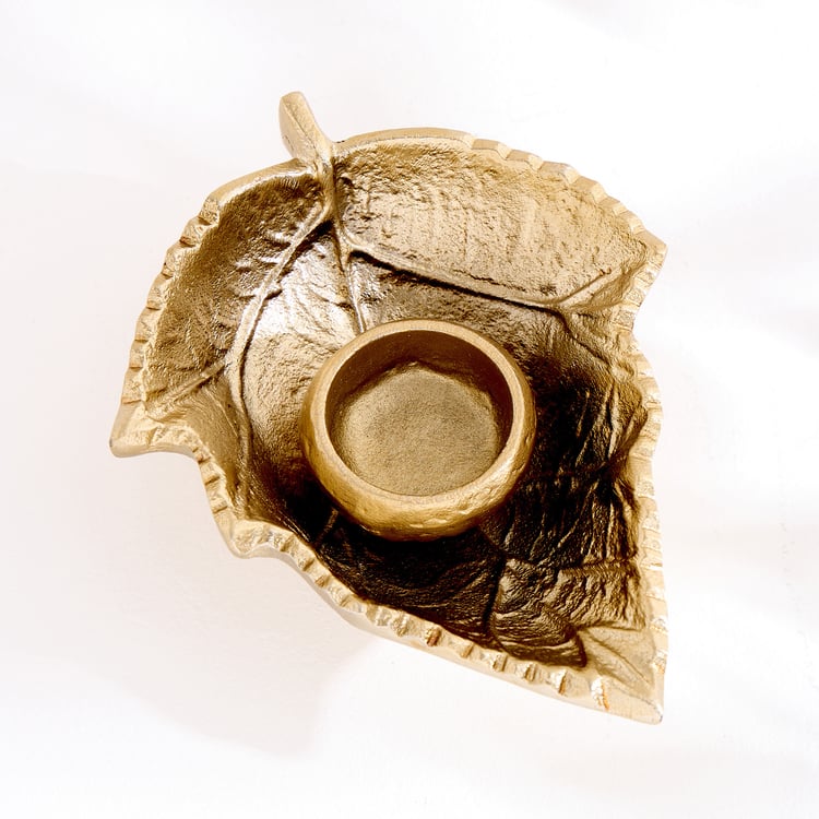 Oro Aluminium Leaf T-Light Holder