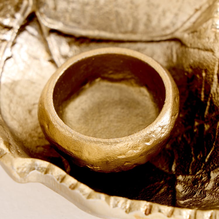 Oro Aluminium Leaf T-Light Holder