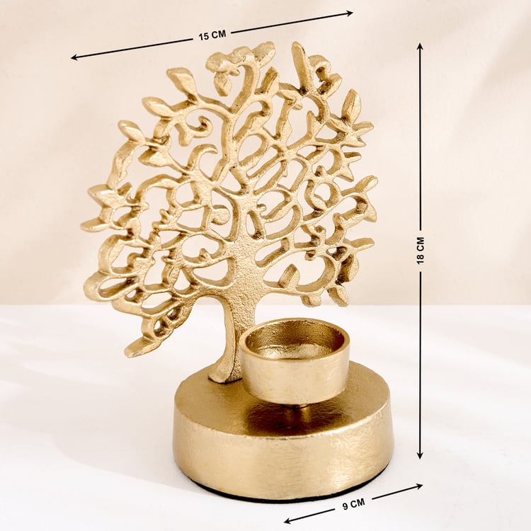 Oro Aluminium Tree of Life T-Light Holder
