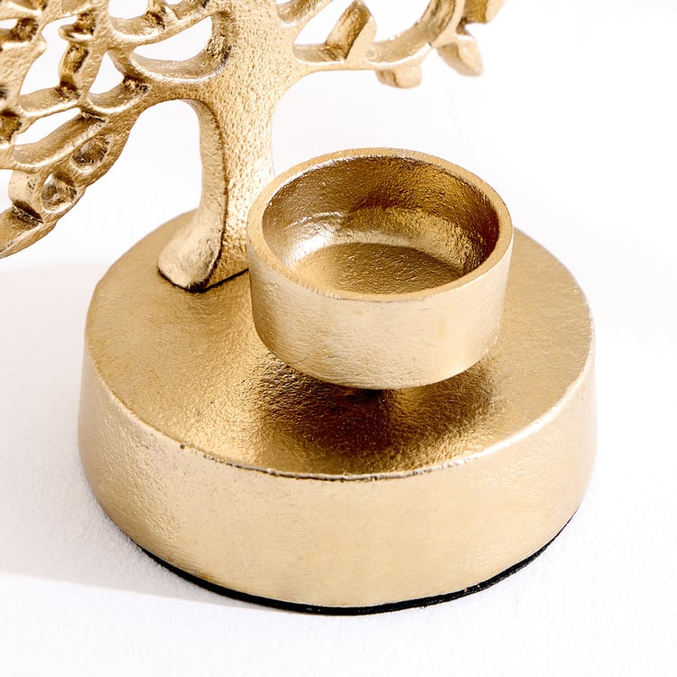 Oro Aluminium Tree of Life T-Light Holder