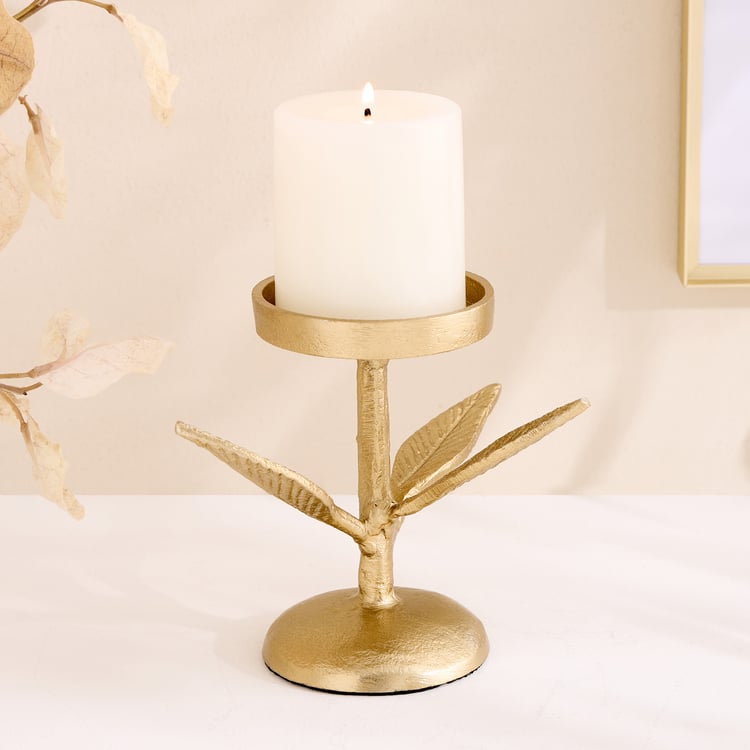 Oro Aluminium Tree Pillar Candle Holder