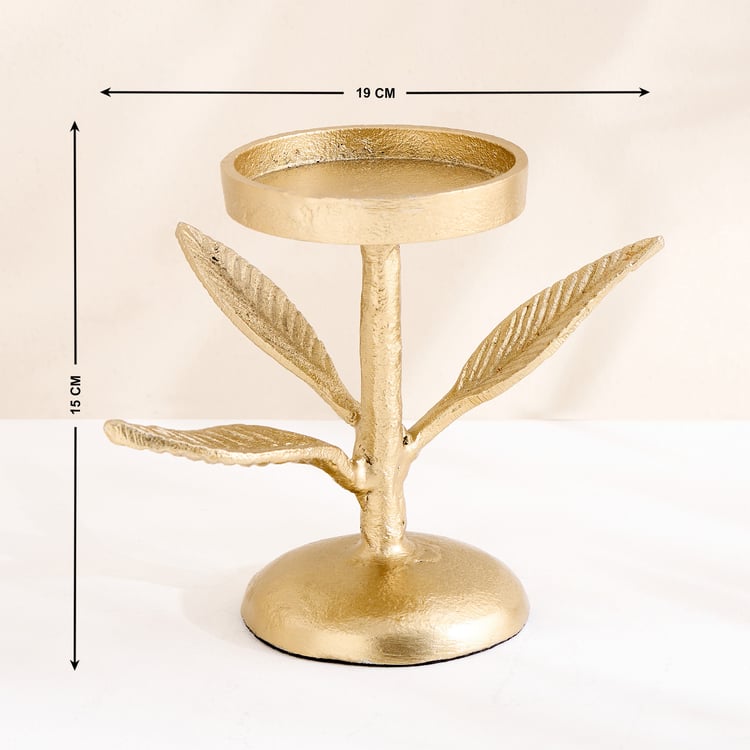 Oro Aluminium Tree Pillar Candle Holder