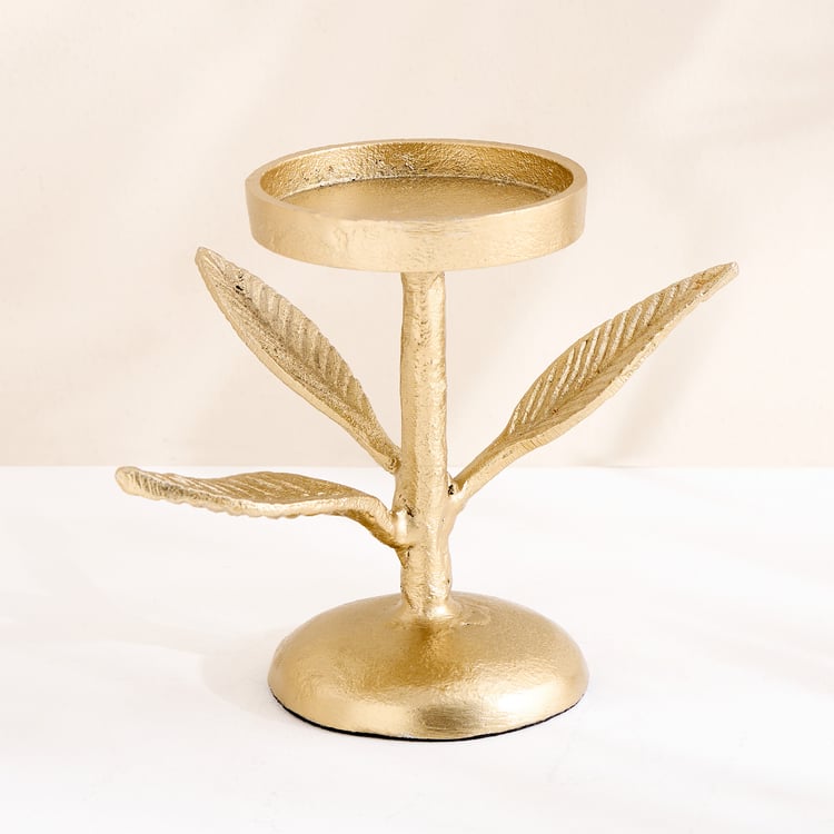 Oro Aluminium Tree Pillar Candle Holder
