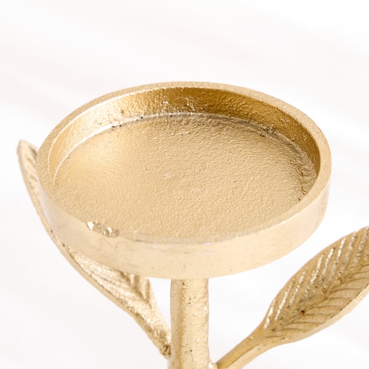 Oro Aluminium Tree Pillar Candle Holder