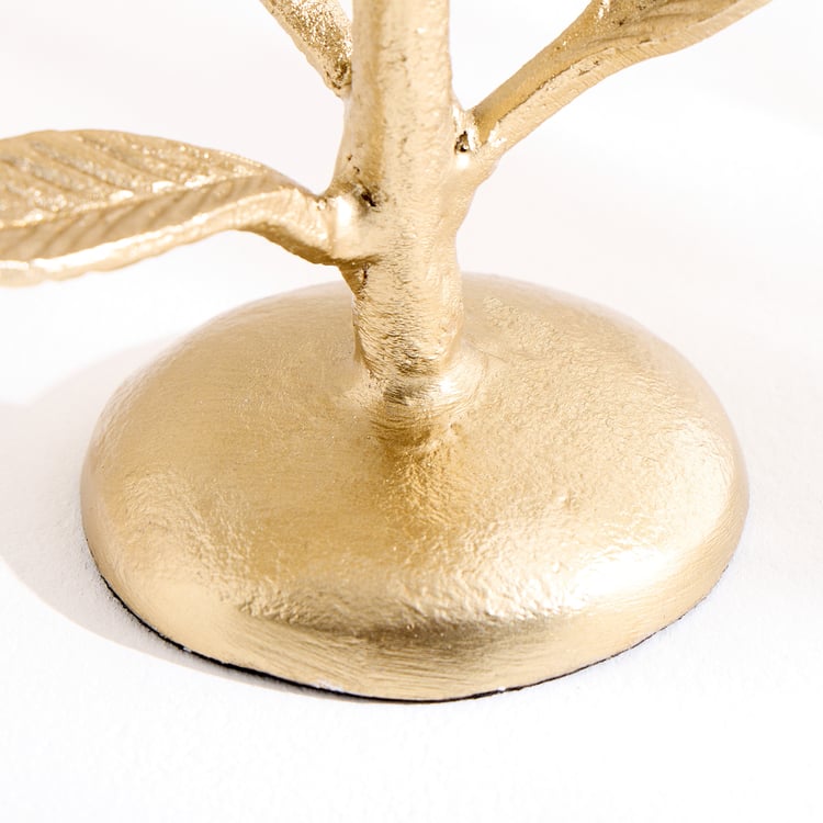 Oro Aluminium Tree Pillar Candle Holder