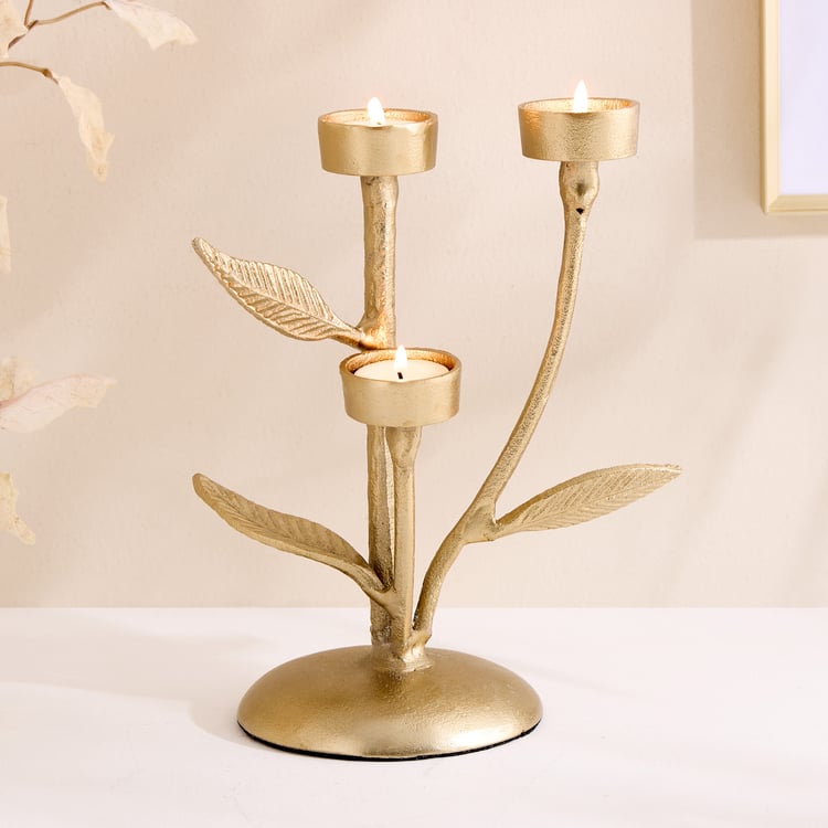 Oro Aluminium Tree Multi Pedestal T-Light Holder